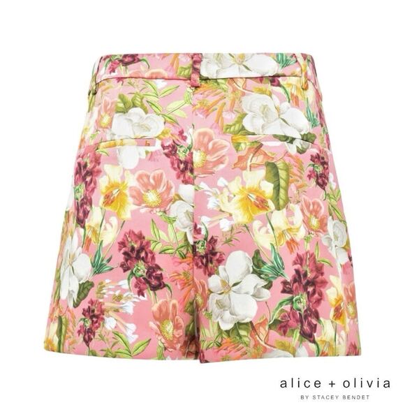 Alice + Olivia *NWT* Conry Conroy Pleated Juniper Rose Floral Print Satin Short - Picture 11 of 14